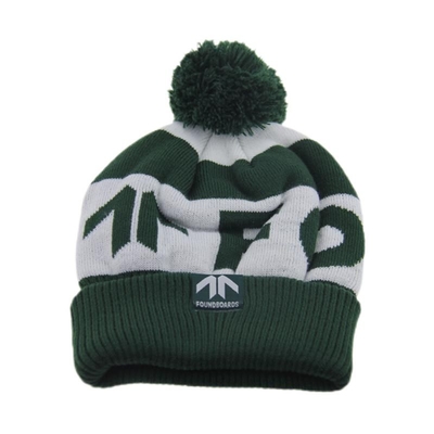 Custom Logo Printing Knitted Beanie Hats With Pom Pom Jacquard Pattern (특정 로고 인쇄) 팝 팝 재커드 패턴으로 짜인 비니 모자
