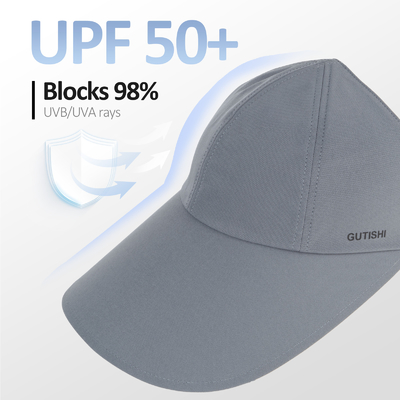 UPF 50+ 회전 가능한 여성용 큰 빗자루 비저 인쇄 된 태양 비저 머리 옷