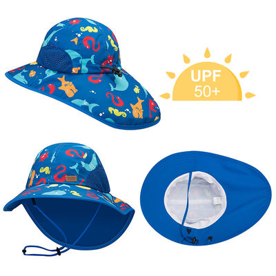 여름 해변을 위한 SGS 목 플랩 아이들의 물통 모자 넓은 테두리